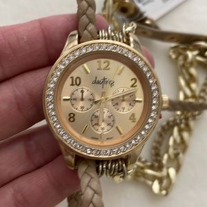 Buckle-Daytrip Watch NWT, leather/gold band wrap around wrist.